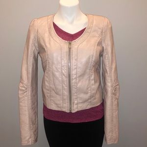 Xhilaration Moto Jacket Blush Pink Size L EUC